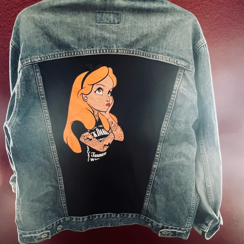 Alice in Wonderland Oversized Vintage Jean Jacket